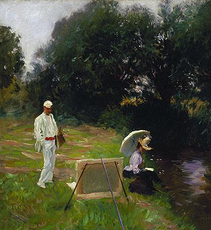 Dennis Miller Bunker malt in Calcot, 1888 von Sargent | Gemälde-Reproduktion