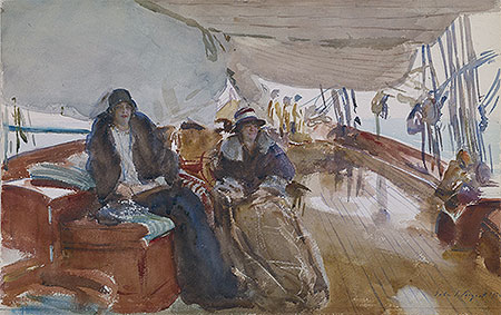 Rainy Day on the Yacht, 1924 | Sargent | Gemälde Reproduktion