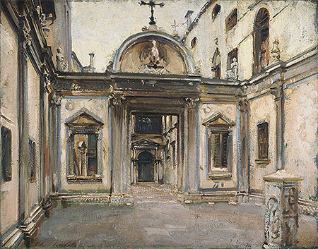 Courtyard of the Scuola Grande di San Giovanni Evangelista, Venice, 1913 | Sargent | Painting Reproduction