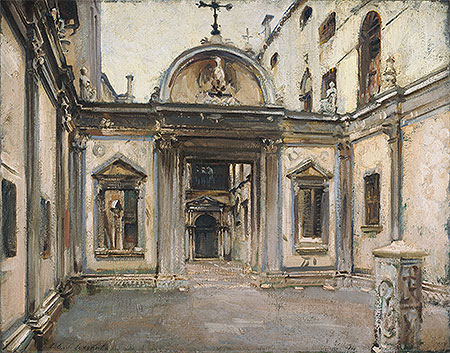 Hof der Scuola Grande di San Giovanni ..., 1913 von Sargent | Gemälde-Reproduktion