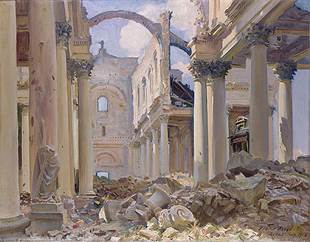 Ruined Cathedral, Arras, 1918 | Sargent | Painting Reproduction