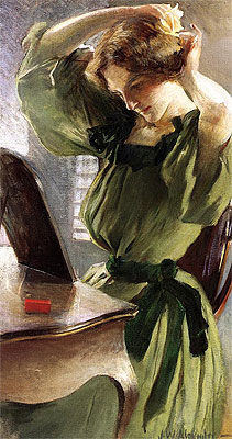 Young Woman Arranging Her Hair | John White Alexander | Painting Reproduction