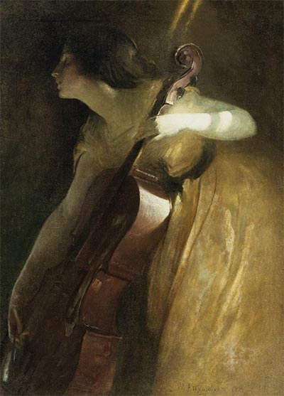 Ein Sonnenstrahl (Der Cellist), 1898 | John White Alexander | Gemälde Reproduktion