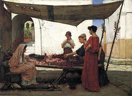 A Flower Stall (A Grecian Flower Market), 1880 by Waterhouse | Painting Reproduction