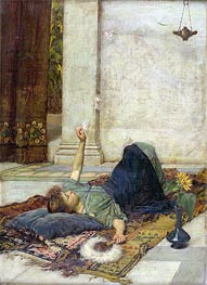 Dolce Far Niente (The White Feather Fan), 1879 by Waterhouse | Painting Reproduction