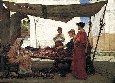 A Flower Stall (A Grecian Flower Market), 1880 | Waterhouse | Painting Reproduction