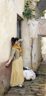 Italian Girl (Resting), c.1886 | Waterhouse | Gemälde Reproduktion
