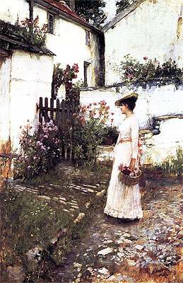 Gathering Flowers in a Devonshire Garden, c.1892/93 | Waterhouse | Painting Reproduction