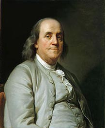Benjamin Franklin, c.1785 von Joseph-Siffred Duplessis | Gemälde-Reproduktion