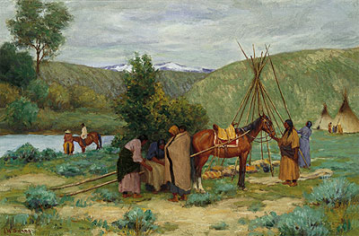 Setting up Camp, Little Big Horn, Montana, n.d. | Joseph Henry Sharp | Gemälde Reproduktion