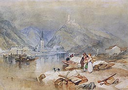 Bern Castel on the Moselle with the Ruins of Landshut, c.1834 by J. M. W. Turner | Painting Reproduction
