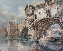 Old Welsh Bridge, Shrewsbury, 1794 by J. M. W. Turner | Painting Reproduction