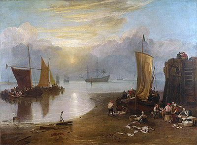 Sun Rising through Vapour: Fishermen Cleaning and Selling Fish, b.1807 | J. M. W. Turner | Gemälde Reproduktion