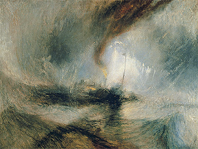 Schneesturm - Dampfschiff vor einer Hafenmündung, 1842 von J. M. W. Turner | Gemälde-Reproduktion