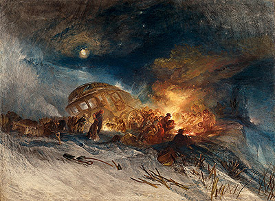 Messieurs les Voyageurs on their Return from Italy in a Snow Drift upon Mount Tarrar, 1829 | J. M. W. Turner | Painting Reproduction