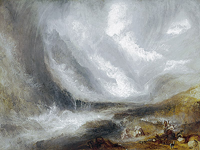 Aostatal: Schneesturm, Lawine und Gewitter, c.1836/37 von J. M. W. Turner | Gemälde-Reproduktion
