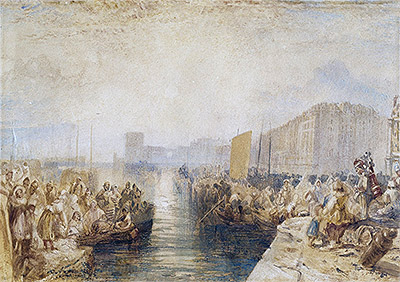 Le Havre: Sunset, c.1827 by J. M. W. Turner | Painting Reproduction