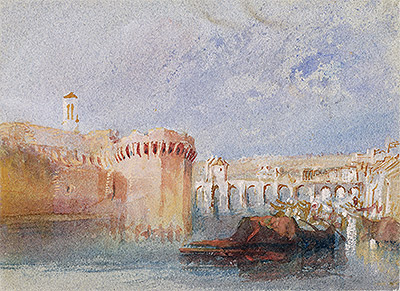 Angers: The Walls of Doutre with the Tower of the ..., c.1826 by J. M. W. Turner | Painting Reproduction