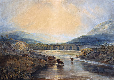 Abergavenny-Brücke, Monmouthshire: Aufklaren ..., n.d. von J. M. W. Turner | Gemälde-Reproduktion