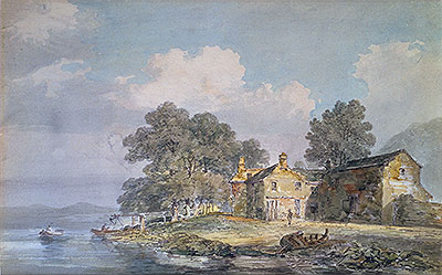 Ein Bauernhaus an einem See im Lake District, c.1797 von J. M. W. Turner | Gemälde-Reproduktion