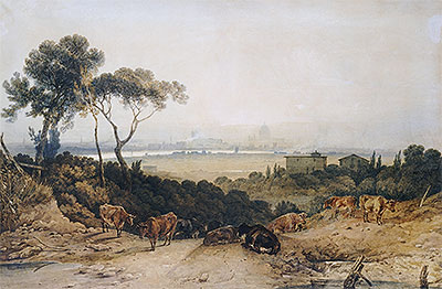 London: Herbstlicher Morgen, Blick von Clapham ..., n.d. von J. M. W. Turner | Gemälde-Reproduktion