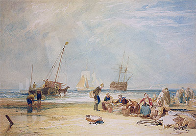 Fischmarkt am Strand, Hastings, n.d. von J. M. W. Turner | Gemälde-Reproduktion