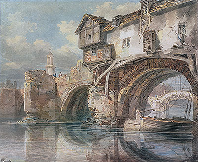 Old Welsh Bridge, Shrewsbury, 1794 | J. M. W. Turner | Painting Reproduction