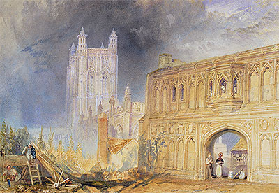 Malvern Abbey and Gate, Worcestershire, c.1830 | J. M. W. Turner | Gemälde Reproduktion
