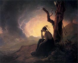 The Widow of Indian Chief Watching the Arms of her Deceased Husband, 1785 by Wright of Derby | Painting Reproduction