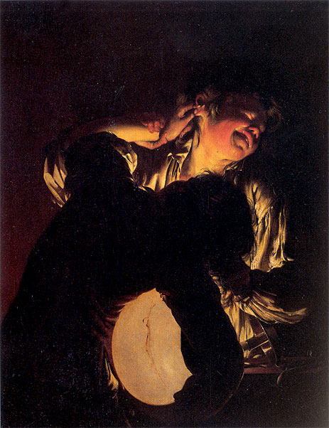 Two Boys Fighting over a Bladder, c.1767/70 by Wright of Derby | Painting Reproduction