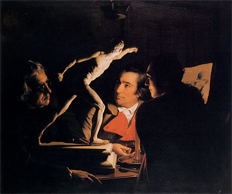 Three Persons Viewing the Gladiator by Candle Light, 1765 | Wright of Derby | Painting Reproduction