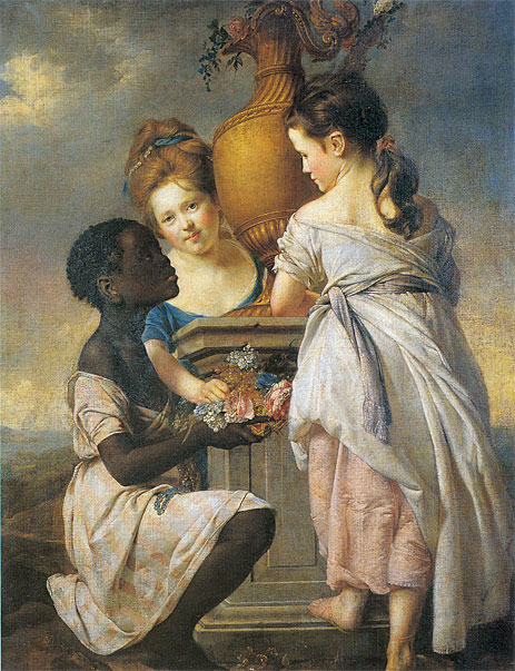A Conversation of Girls (Two Girls with their ..., 1770 by Wright of Derby | Painting Reproduction