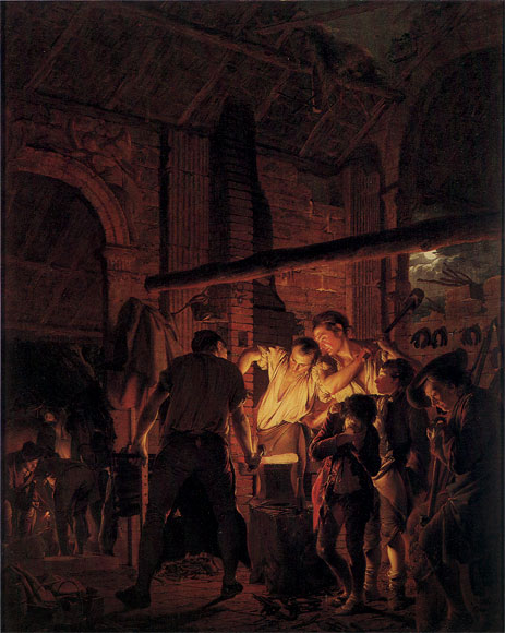 A Blacksmith's Shop, 1771 by Wright of Derby | Painting Reproduction