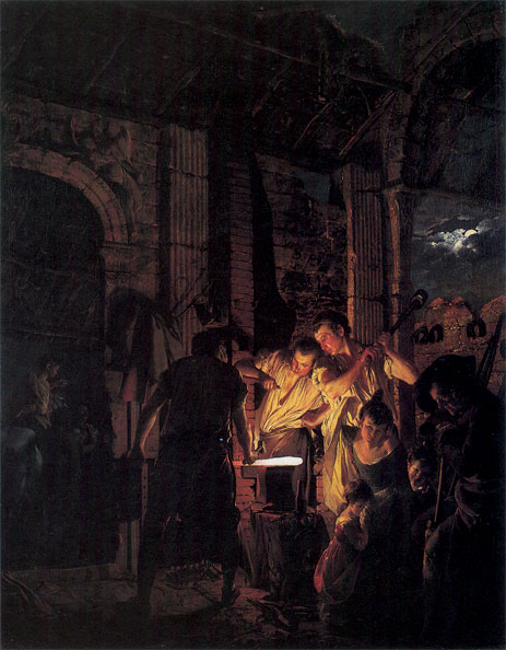 A Blacksmith's Shop, 1771 by Wright of Derby | Painting Reproduction
