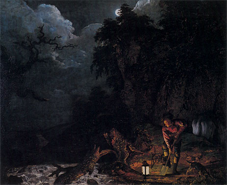The Earthstopper on the Banks of the Derwent, 1773 by Wright of Derby | Painting Reproduction