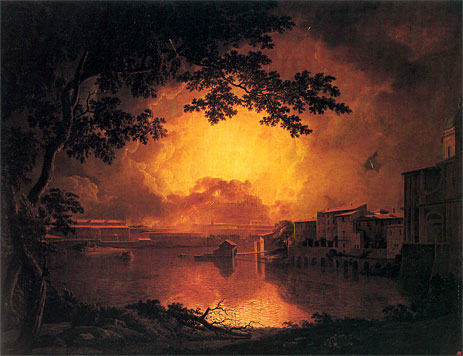 The Girandola or Grand Fire Work at the Castle of St Angelo in Rome | Wright of Derby | Painting Reproduction