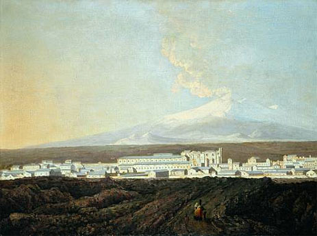 A View of Catania with Mount Etna in the Distance, c.1775 | Wright of Derby | Painting Reproduction