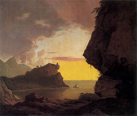 Sunset on the Coast near Naples | Wright of Derby | Painting Reproduction