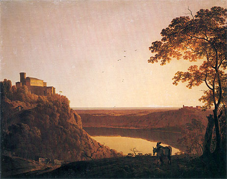 Lake Nemi at Sunset, c.1790 | Wright of Derby | Gemälde Reproduktion
