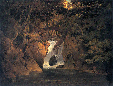 Rydal Waterfall | Wright of Derby | Painting Reproduction