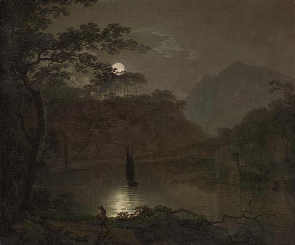 A Lake by Moonlight, c.1780/82 | Wright of Derby | Painting Reproduction
