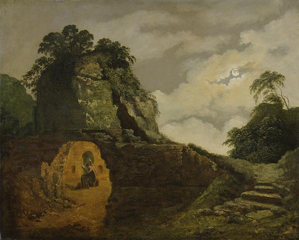 Virgil's Tomb by Moonlight, with Silius Italicus | Wright of Derby | Painting Reproduction