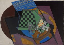 Schachbrett und Spielkarten, 1915 von Juan Gris | Gemälde-Reproduktion