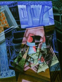 Still Life before an Open Window, Place Ravignan, 1915 by Juan Gris | Painting Reproduction