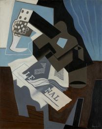 Guitar, Book and Newspaper, 1920 by Juan Gris | Painting Reproduction