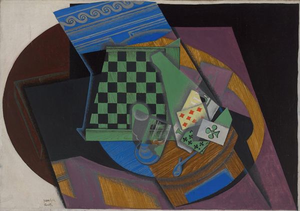 Checkerboard and Playing Cards, 1915 | Juan Gris | Painting Reproduction