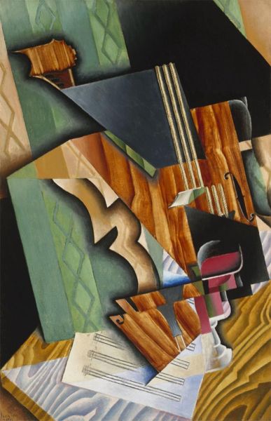 Violine und Glas, 1915 von Juan Gris | Gemälde-Reproduktion