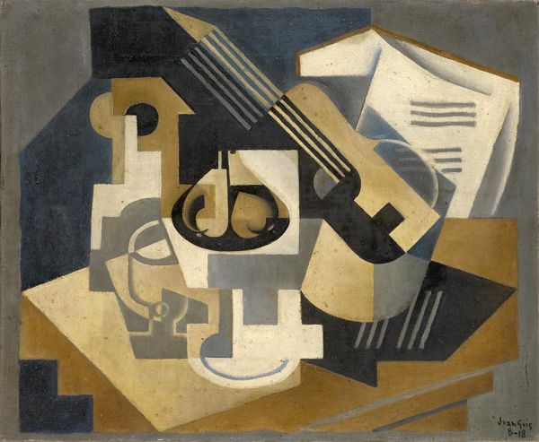 Guitar and Fruit Bowl on a Table, 1918 | Juan Gris | Painting Reproduction