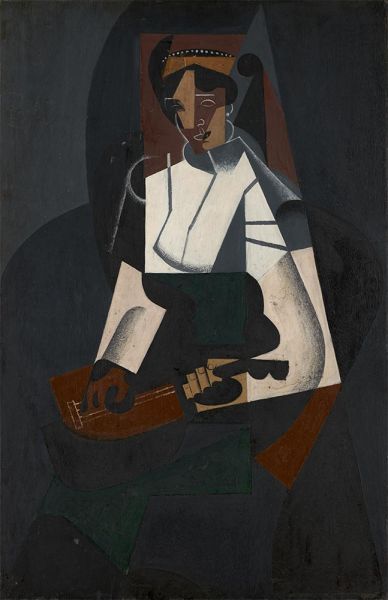 Frau mit Mandoline (nach Corot), 1916 von Juan Gris | Gemälde-Reproduktion