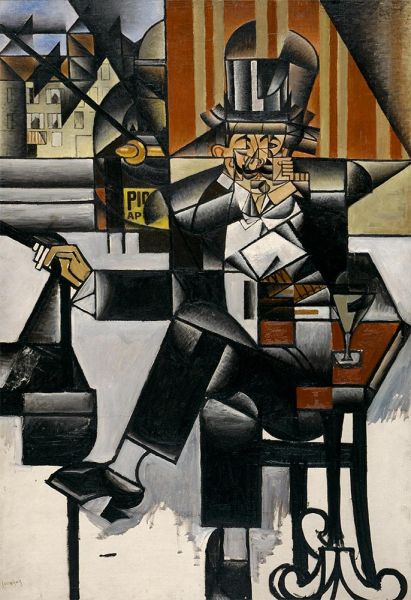 Mann in einem Café, 1912 von Juan Gris | Gemälde-Reproduktion